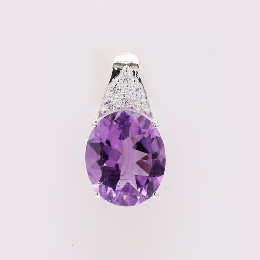 4.27 Ct Oval Amethyst 925 Silver Pendant