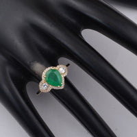 1.98 Ct Pear Emerald 9K Gold Ring