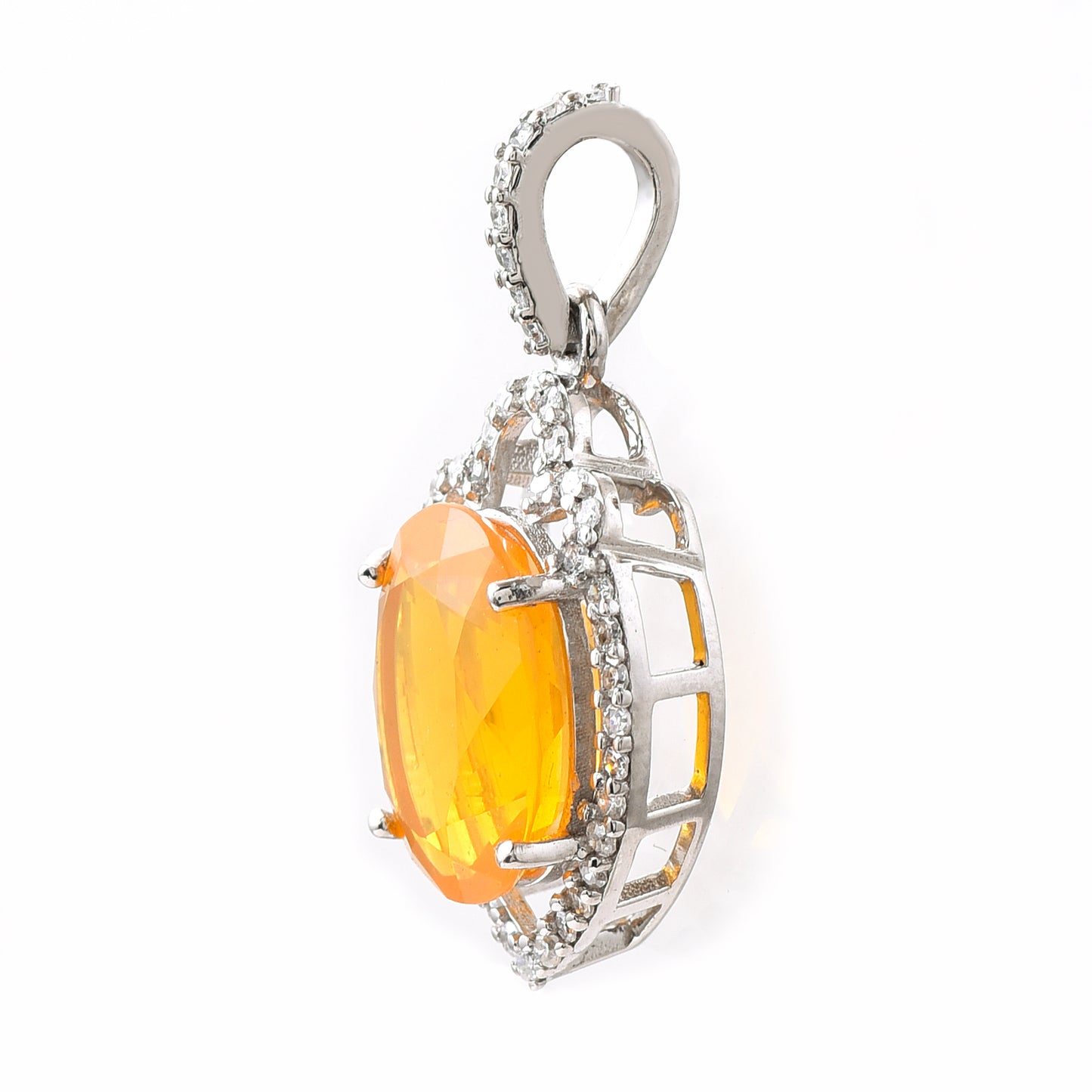 1.90 Ct Oval Fire Opal 950 Platinum Pendant