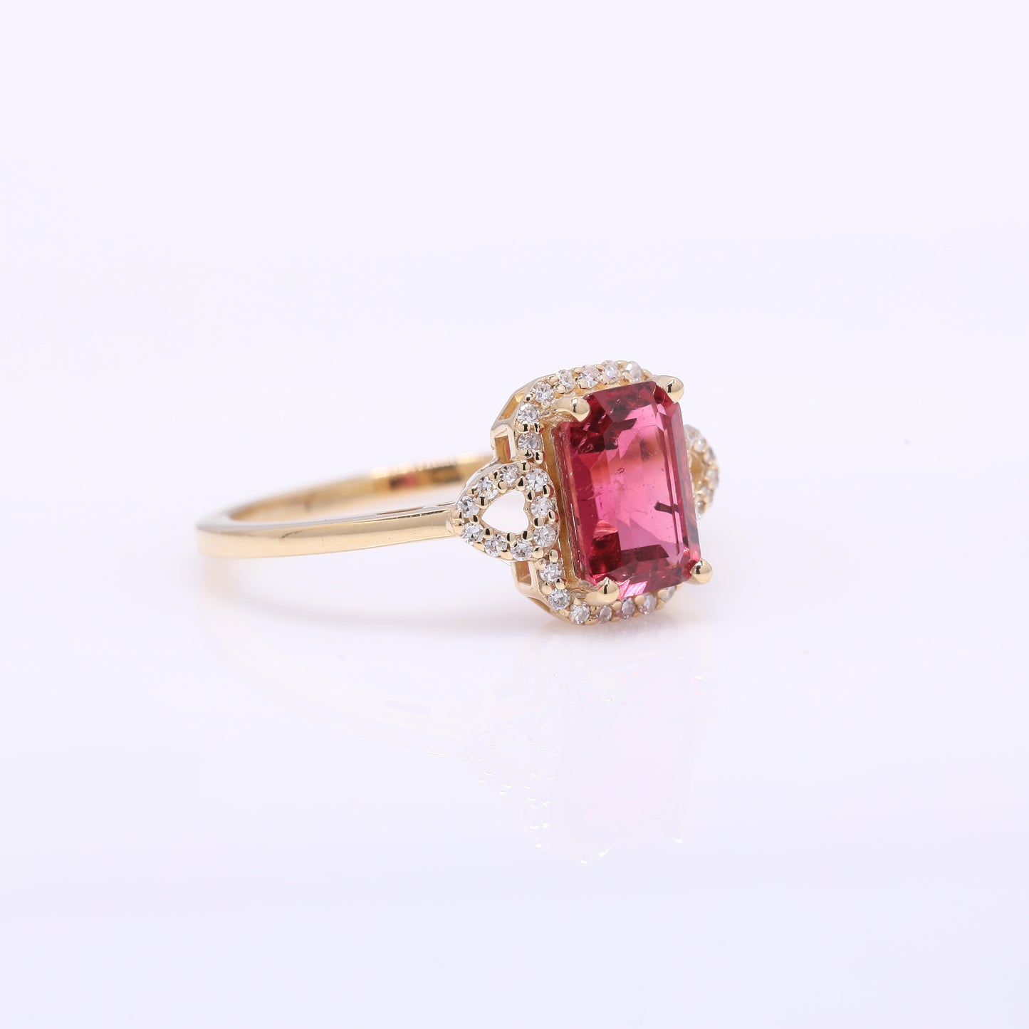 1.48 Ct Octagon Step Cut Natural Rubellite 14K Gold Ring