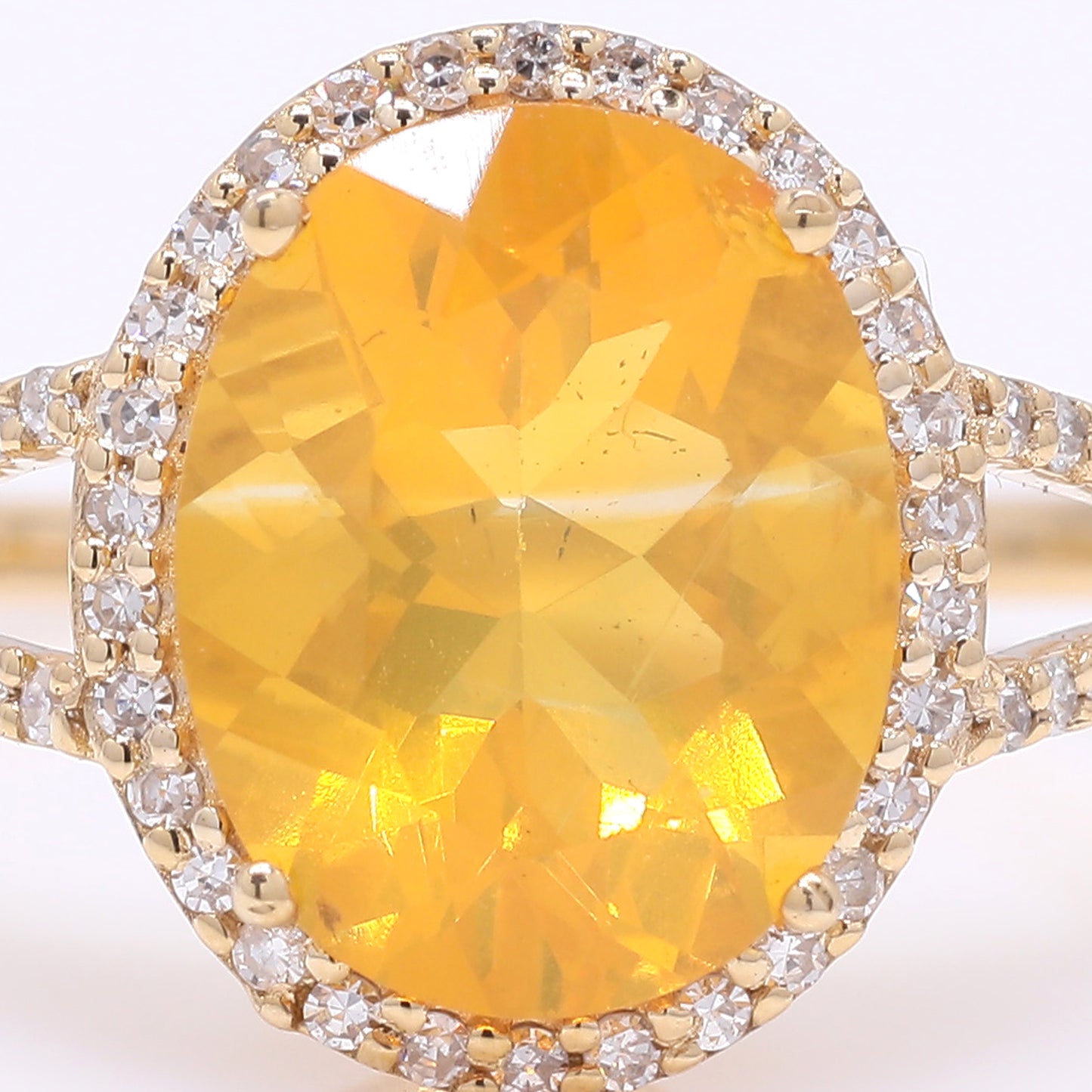1.95 Ct Oval Mixed Cut Natural Fire Opal 14K Gold Ring