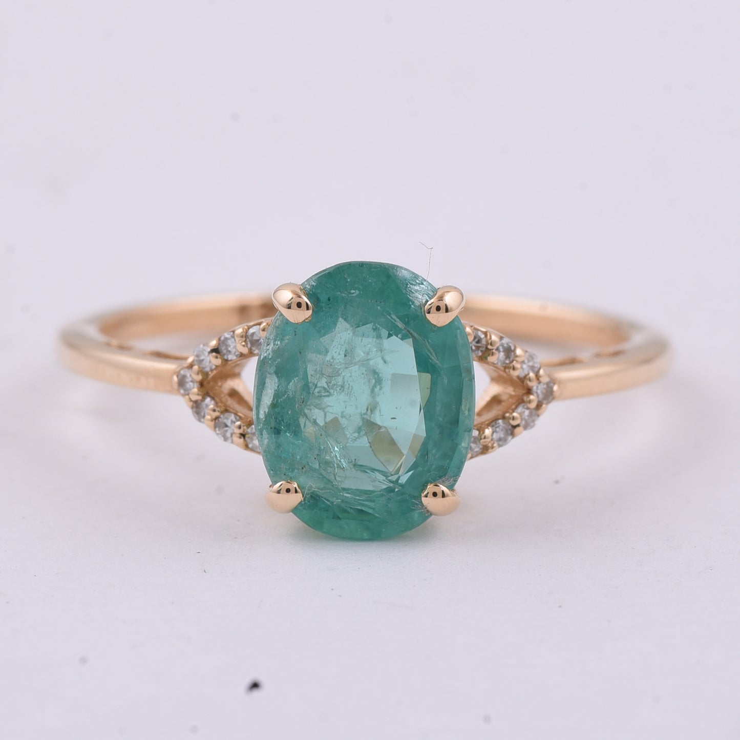 1.64 Ct Oval Natural Emerald 14K Gold Ring