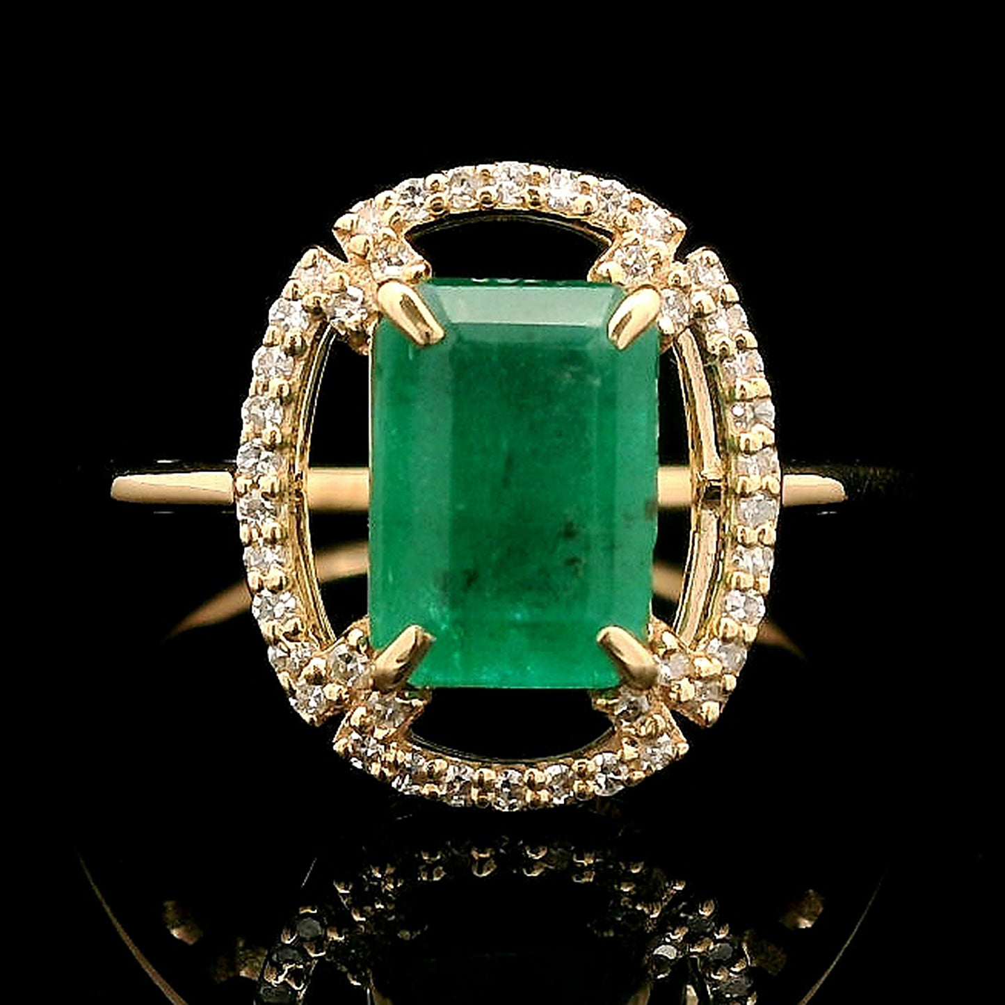 1.86 Ct Octagon Step Cut Natural Emerald 14K Gold Ring