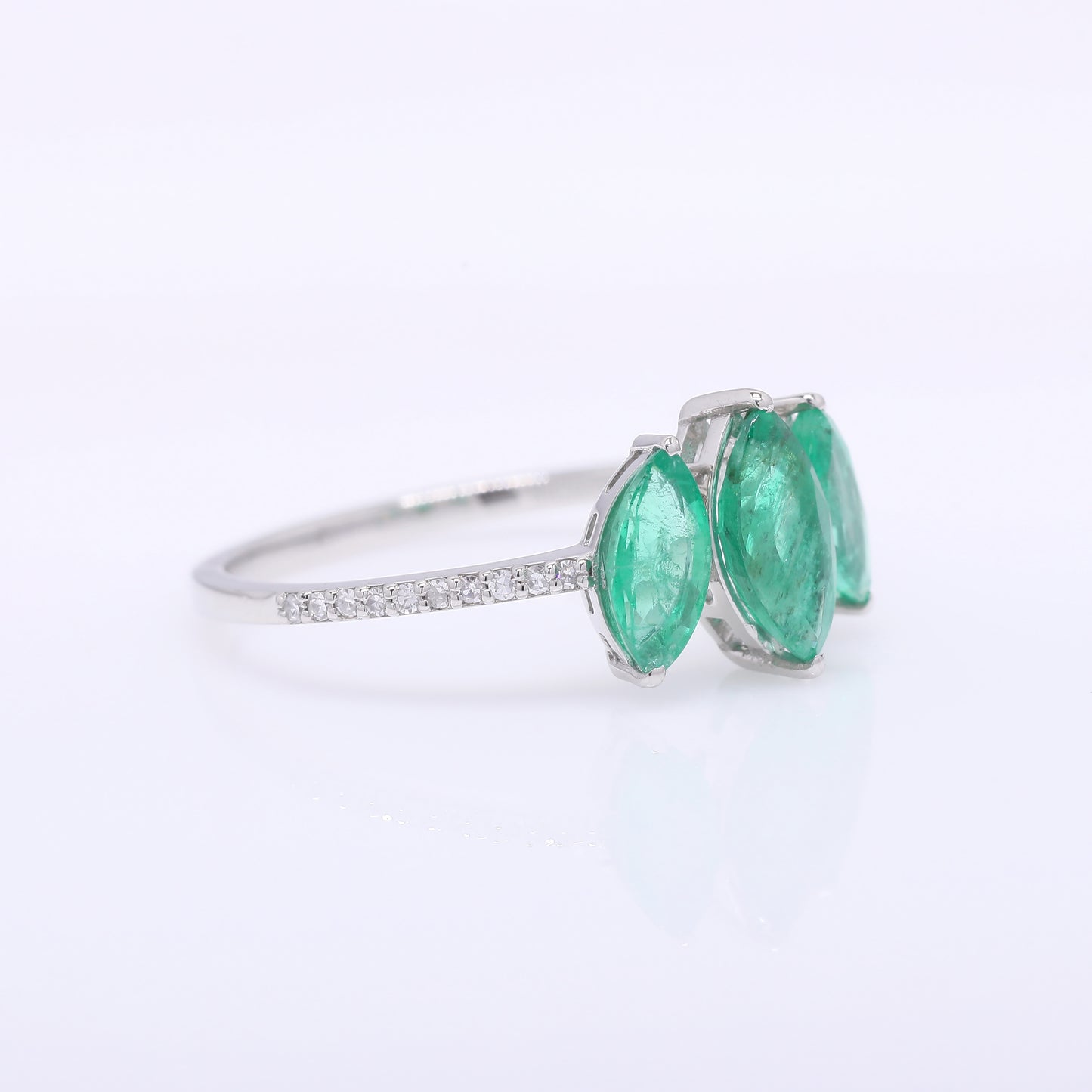 1.21 Ct Marquise Mixed Cut Natural Emerald 950 Platinum Ring