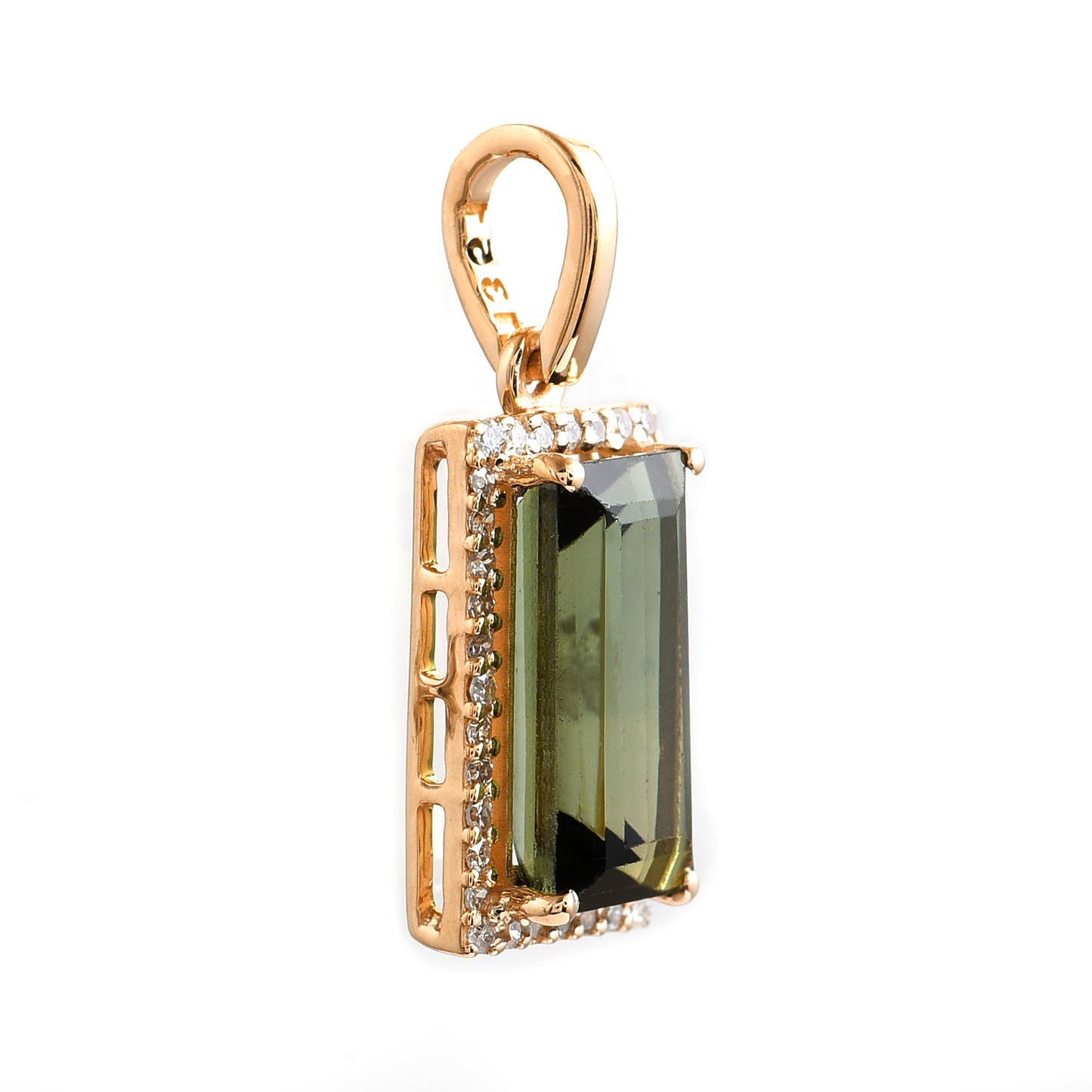 2.34 Ct Baguette Tourmaline 14K Gold Pendant