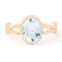 1.83 Ct Oval Mixed Cut Natural Aquamarine 14K Gold Ring