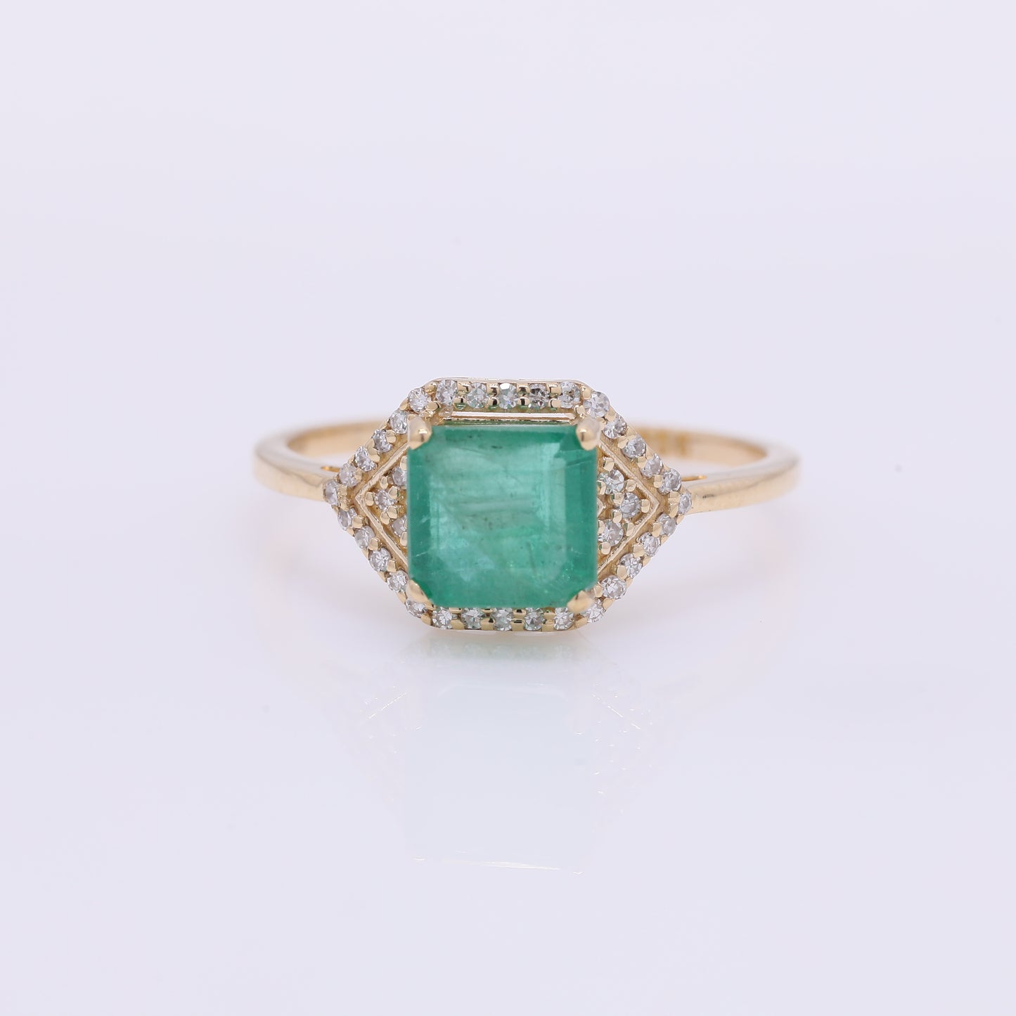 1.88 Ct Octagon Step Cut Natural Emerald 14K Gold Ring