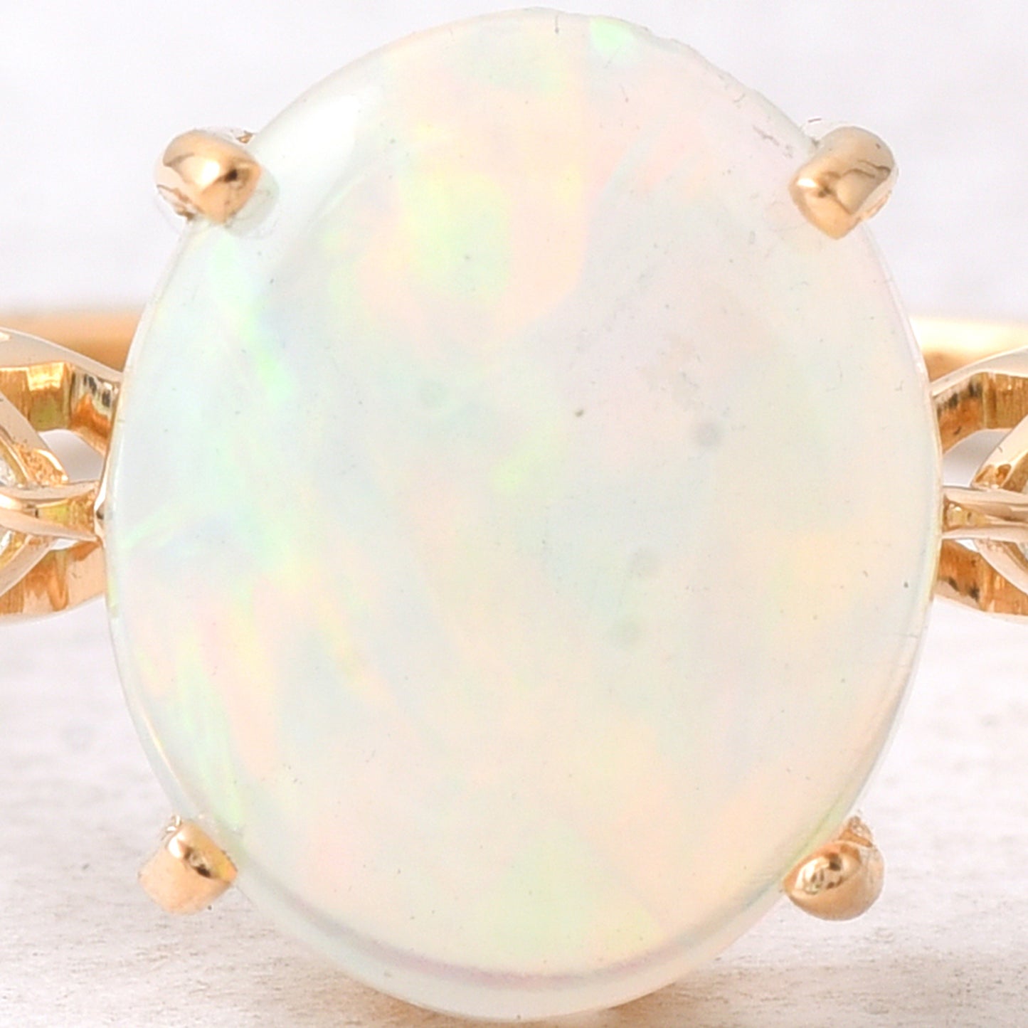 1.83 Ct Oval Mixed Cut Natural Opal 14K Gold Ring