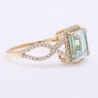 2.14 Ct Octagon Step Cut Natural Emerald 14K Gold Ring