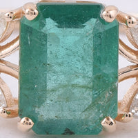 1.49 Ct Octagon Step Cut Natural Emerald 14K Gold Ring
