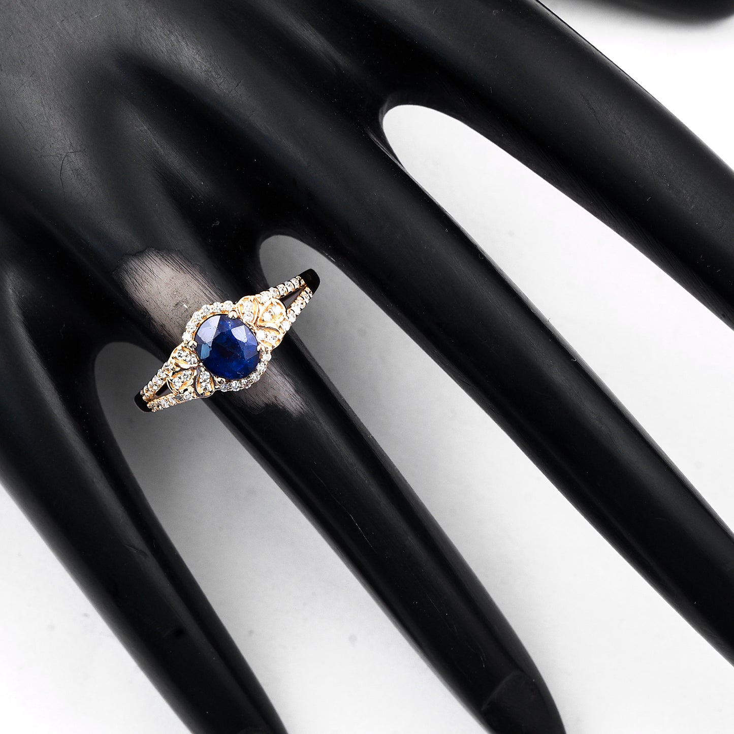1.19 Ct Oval Mixed Cut Natural Sapphire 14K Gold Ring