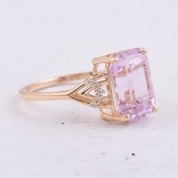 4.43 Ct Octagon Step Cut Natural Kunzite 14K Gold Ring