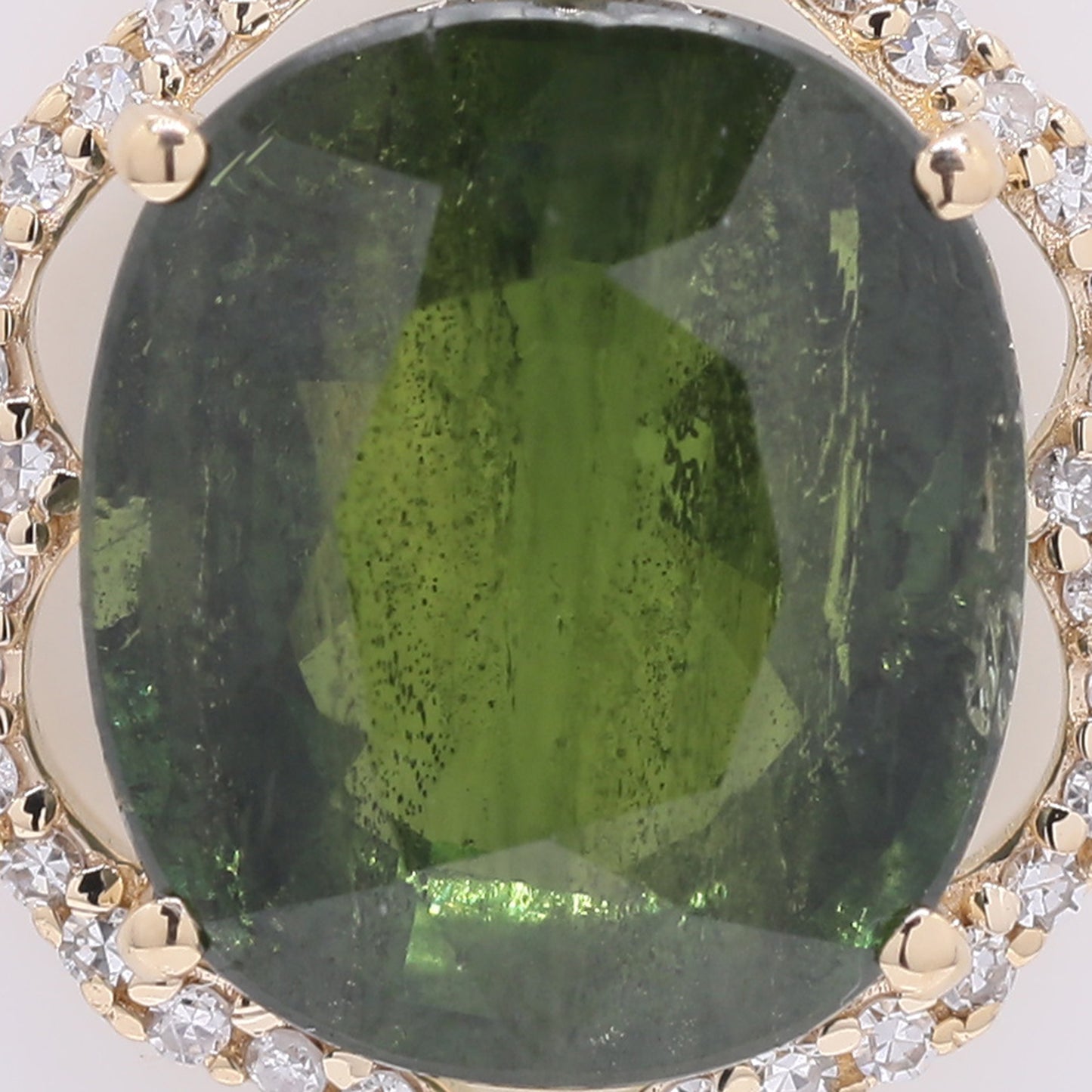 5.23 Ct Cushion Mixed Cut Natural Green Sapphire 14K Gold Pendant