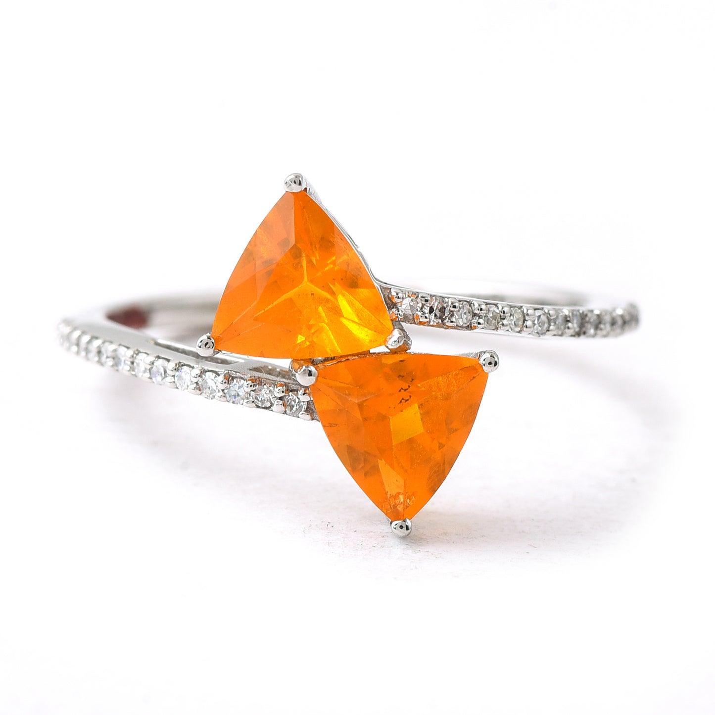 2.67 Ct Triangle Mixed Cut Natural Fire Opal 950 Platinum Ring