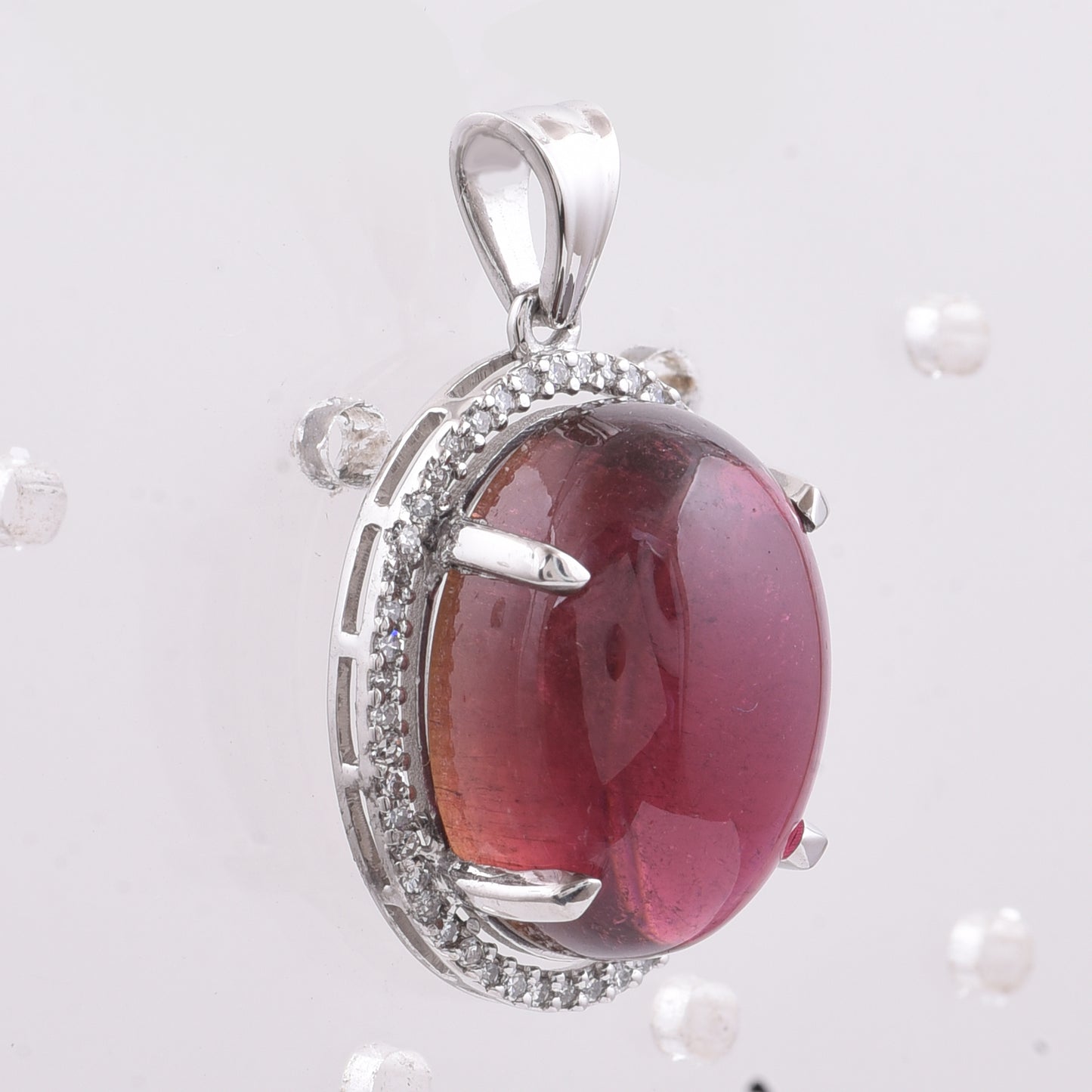 12.51 Ct Oval Natural Pink Tourmaline 950 Platinum Pendant
