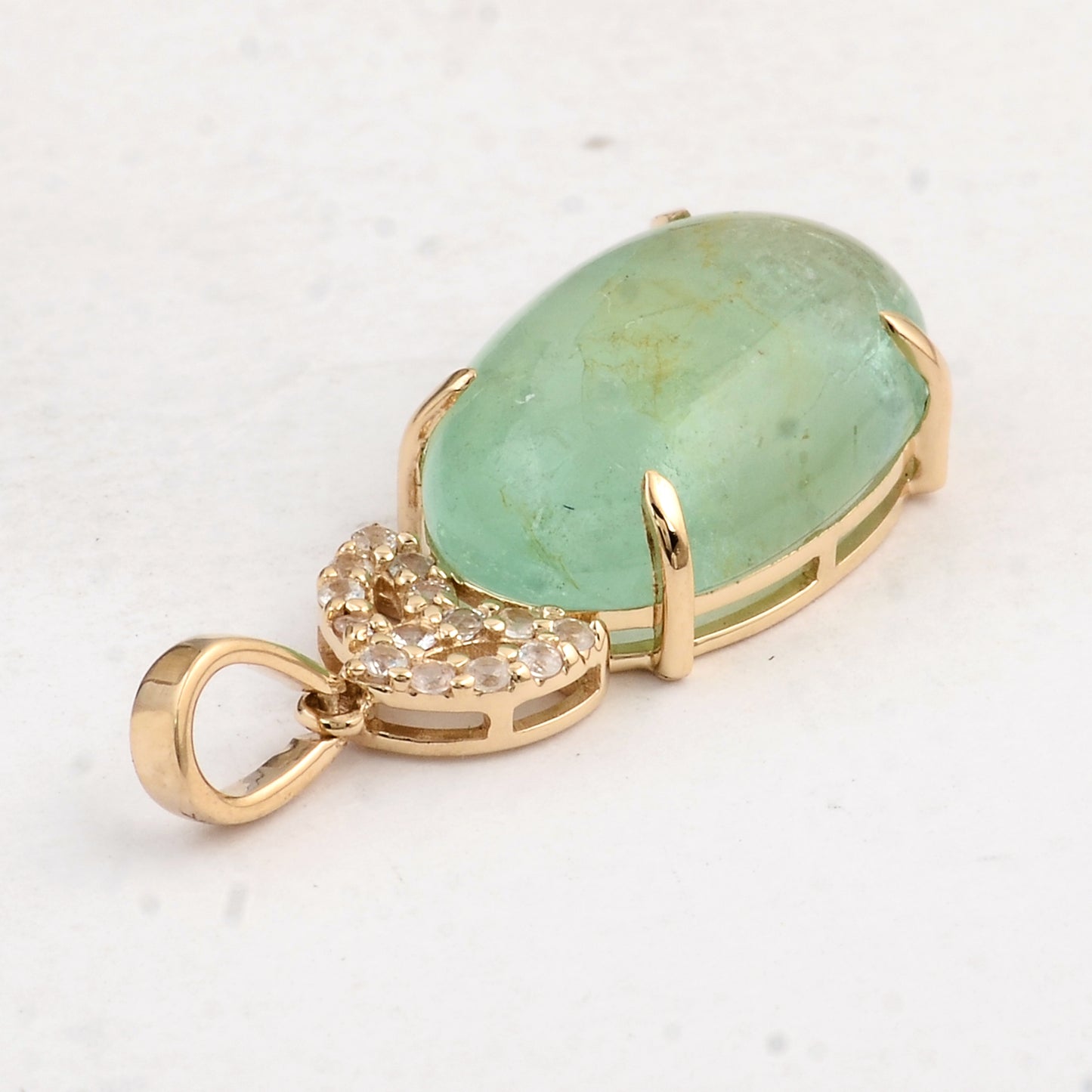 7.52 Ct Oval Emerald 14K Gold Pendant