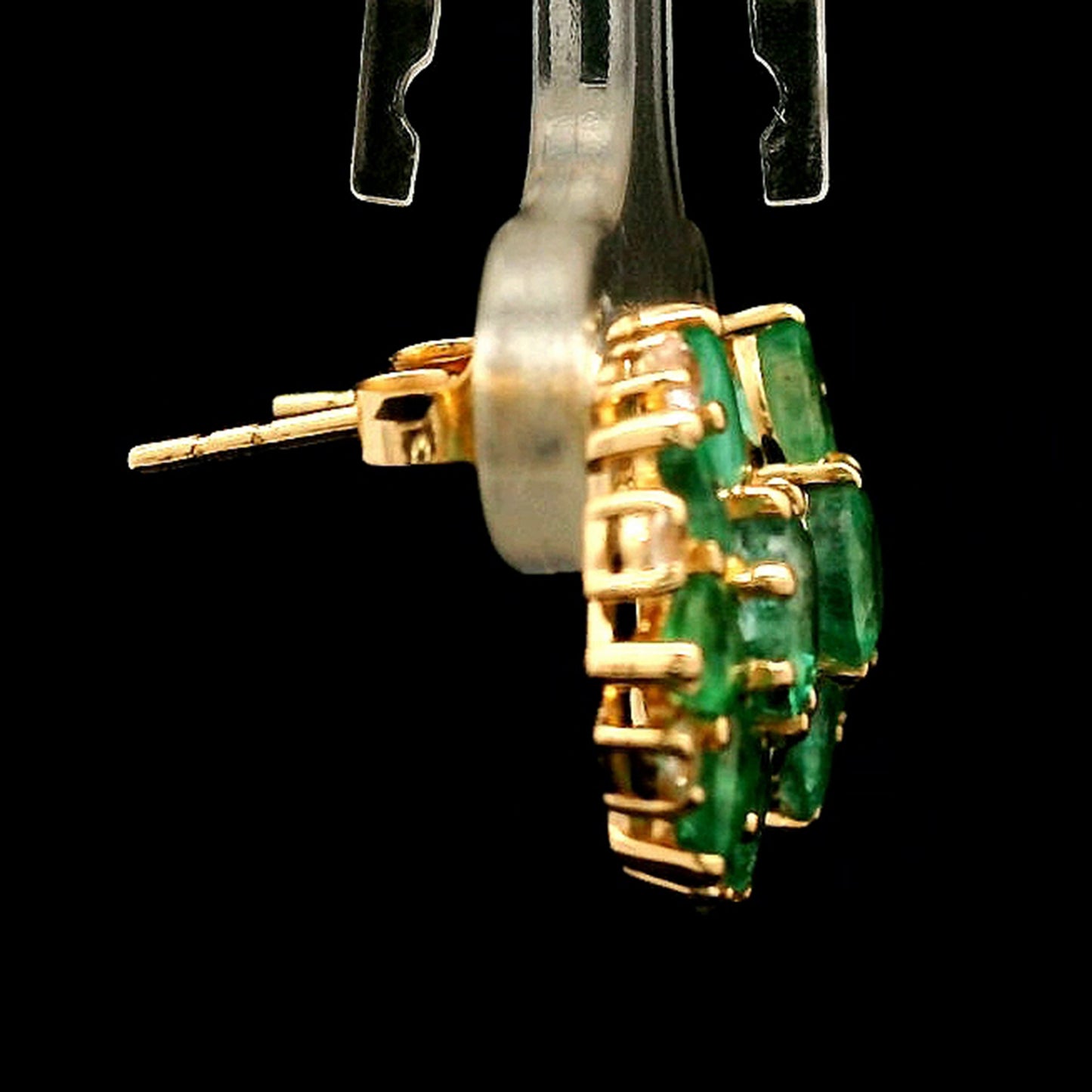2.51 Ct Round Emerald 14K Gold Earrings