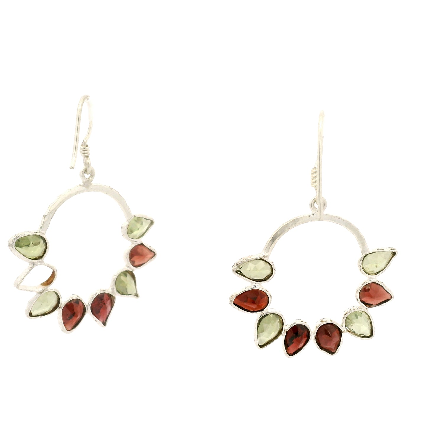 8.25 Ct Garnet, Peridot 925 Sterling Silver Earrings