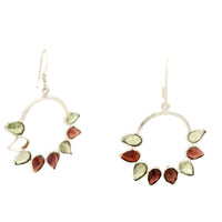 8.25 Ct Garnet, Peridot 925 Sterling Silver Earrings