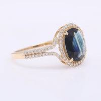 2.00 Ct Oval Mixed Cut Natural Sapphire 14K Gold Ring