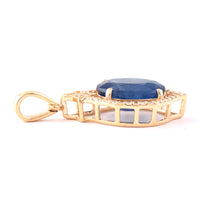 2.86 Ct Oval Mixed Cut Natural Sapphire 14K Gold Pendant