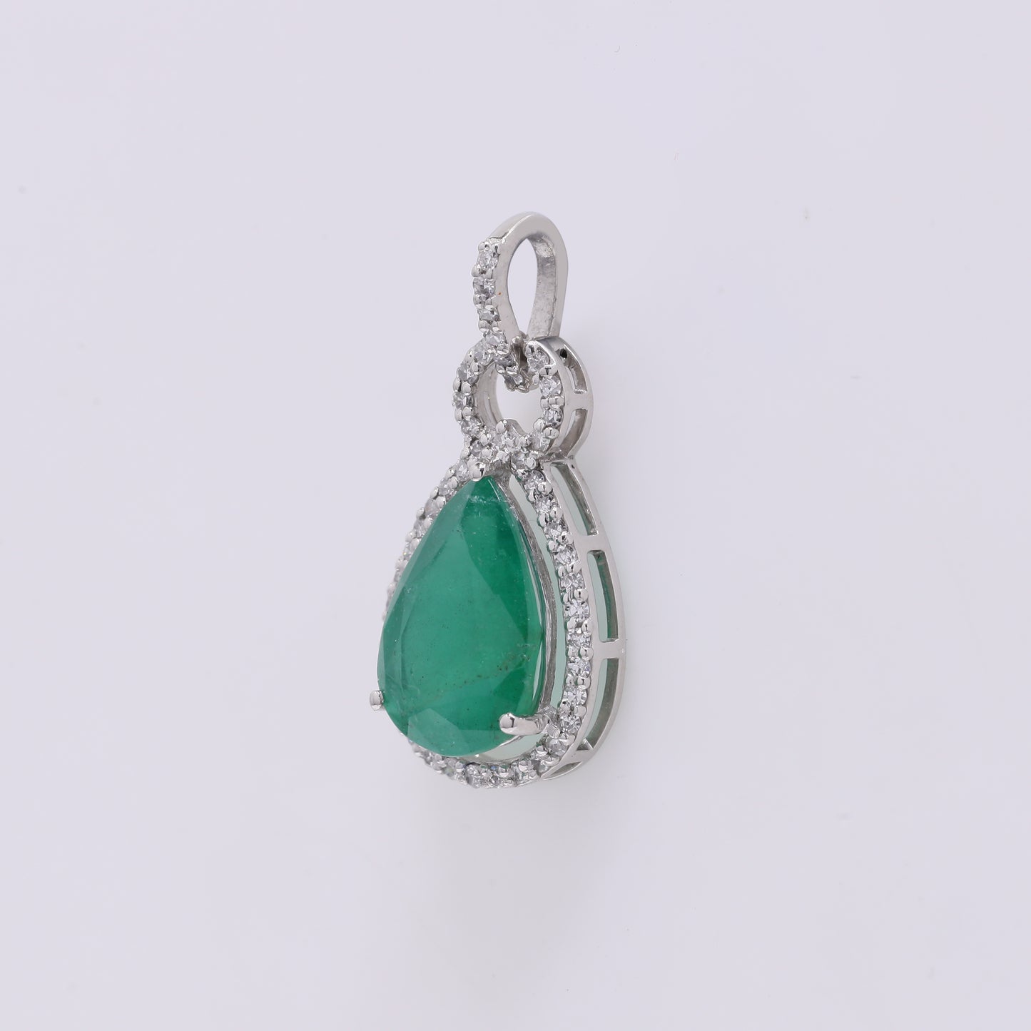 2.14 Ct Pear Mixed Cut Natural Emerald 950 Platinum Pendant