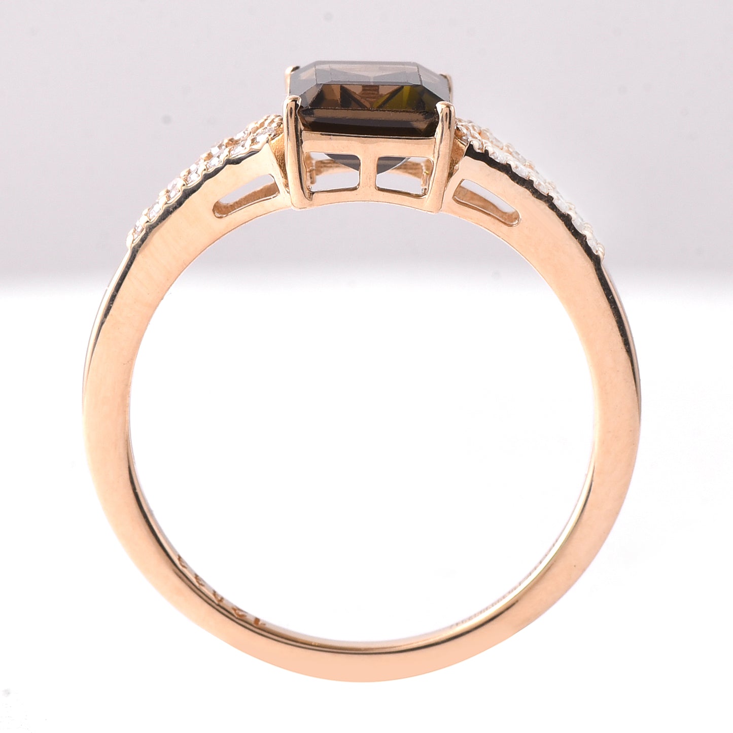 1.59 Ct Octagon Step Cut Natural Green Tourmaline 14K Gold Ring