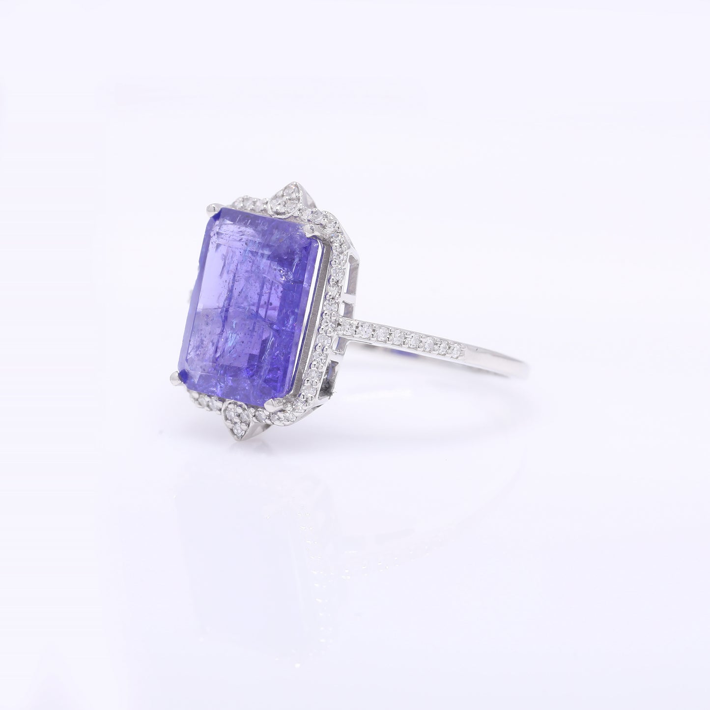 4.88 Ct Octagon Step Cut Natural Tanzanite 950 Platinum Ring