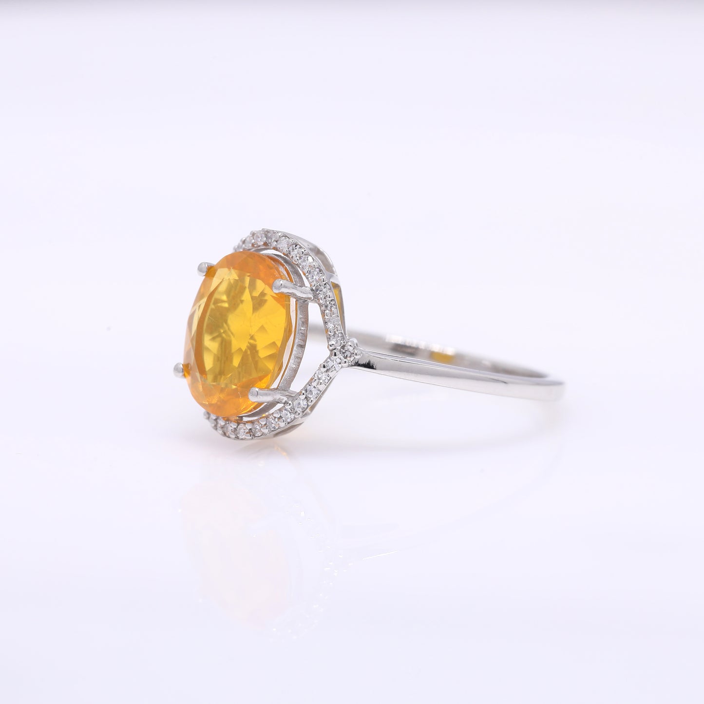 1.98 Ct Oval Mixed Cut Natural Fire Opal 950 Platinum Ring