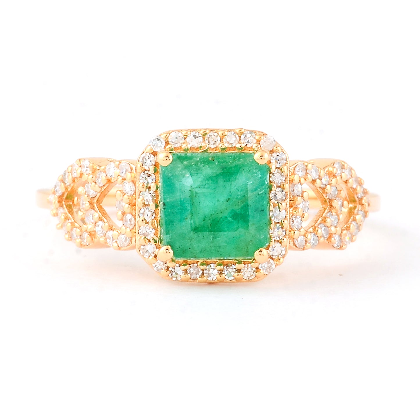 1.25 Ct Octagon Step Cut Natural Emerald 14K Gold Ring