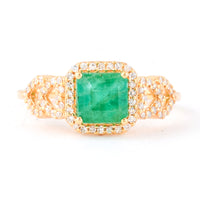 1.25 Ct Octagon Step Cut Natural Emerald 14K Gold Ring