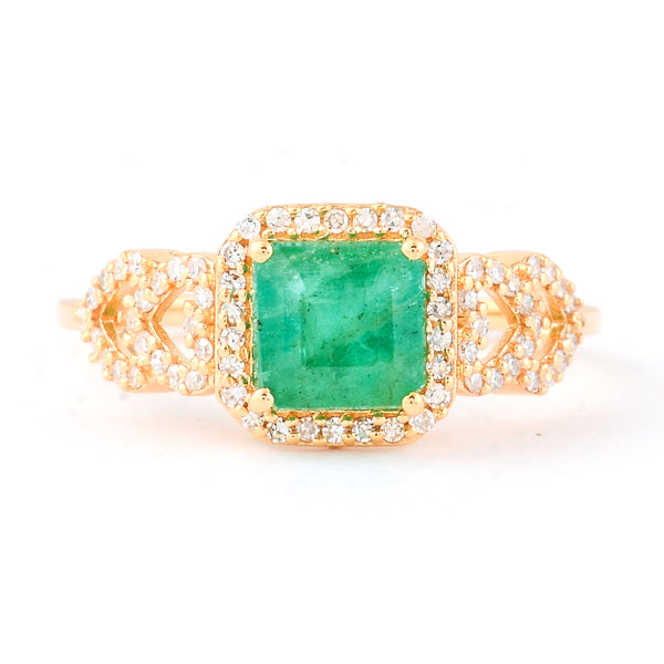 1.25 Ct Octagon Step Cut Natural Emerald 14K Gold Ring