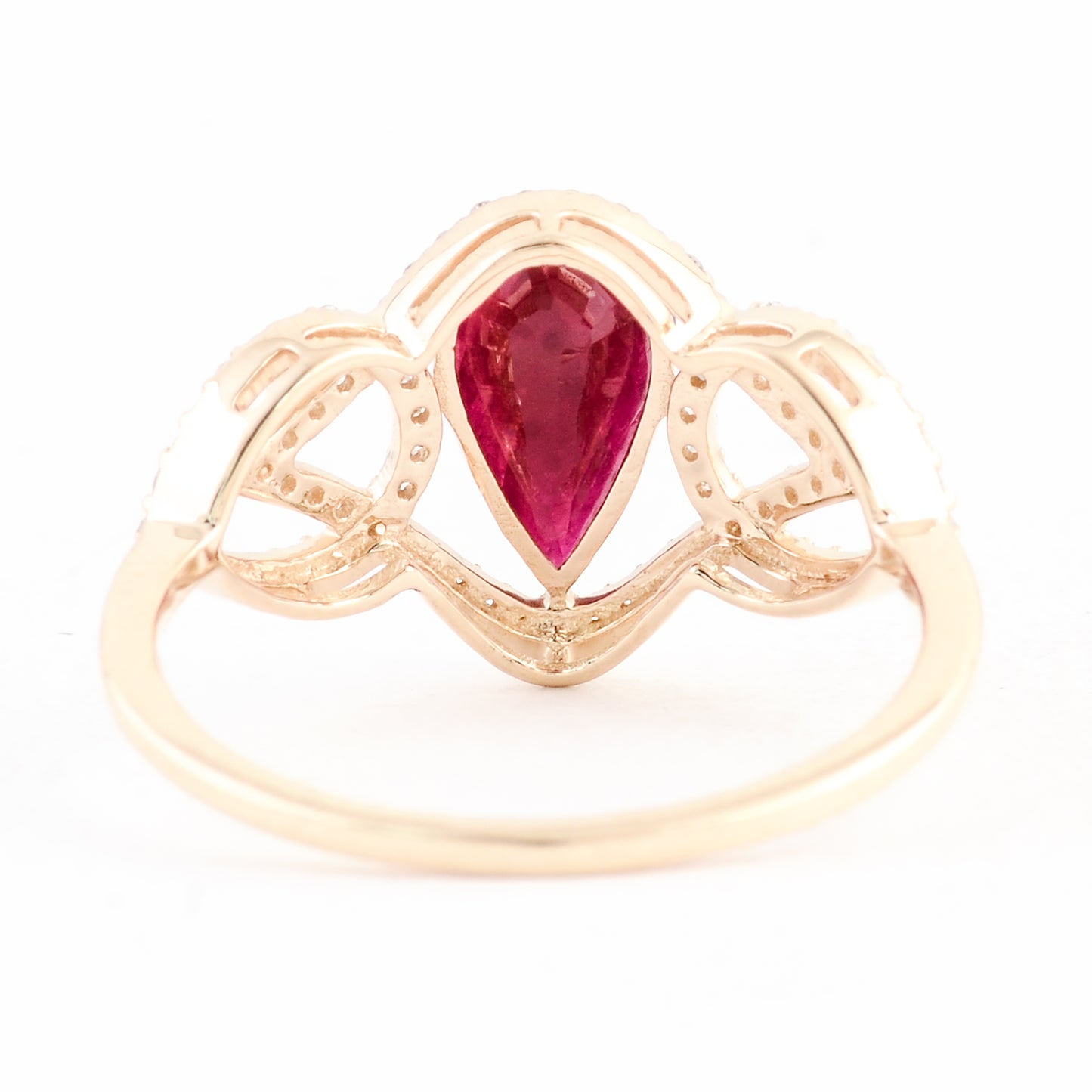 1.81 Ct Pear Mixed Cut Natural Corundum Ruby 14K Gold Ring