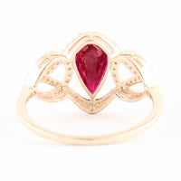 1.81 Ct Pear Mixed Cut Natural Corundum Ruby 14K Gold Ring