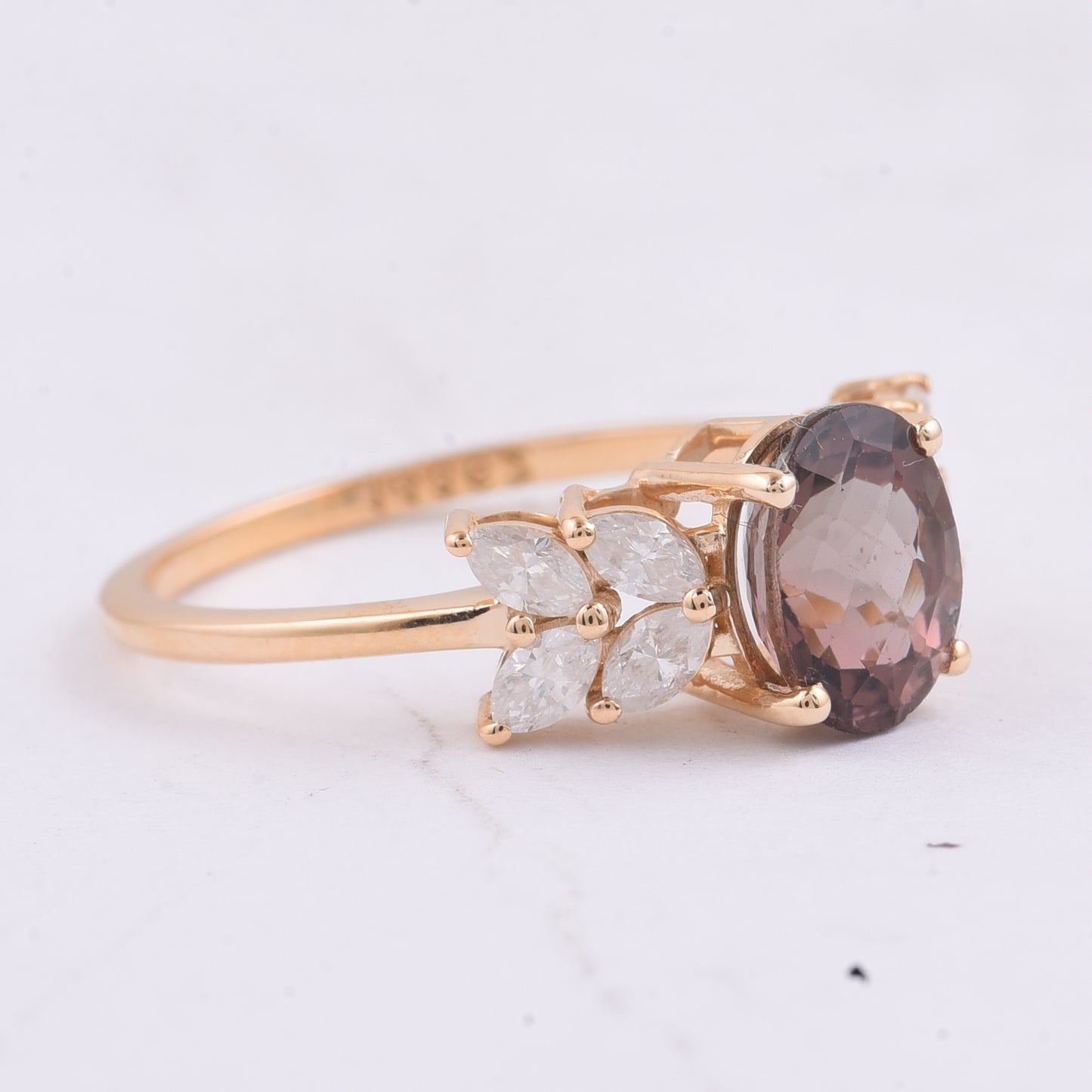 1.91 Ct Oval Natural Pink Tourmaline 14K Gold Ring