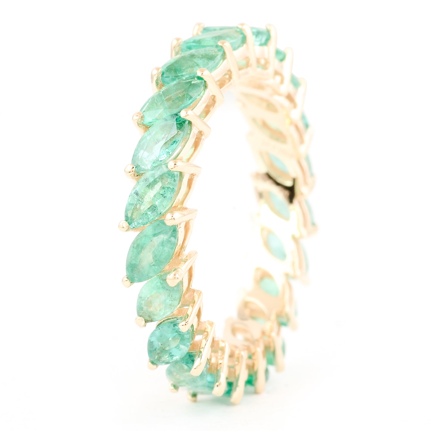 2.53 Ct Marquise Mixed Cut Natural Beryl Emerald 14K Gold Ring