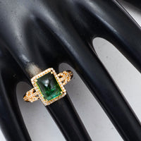 4.31 Ct Cushion Cabochon Cut Natural Tourmaline 14K Gold Ring