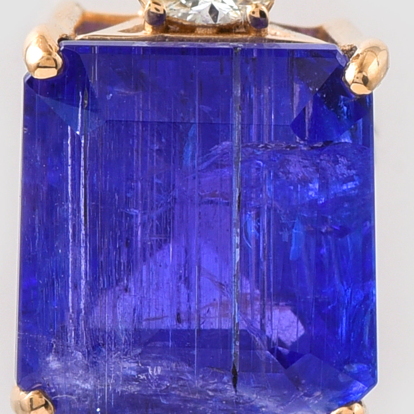 6.19 Ct Octagon Step Cut Natural Tanzanite 14K Gold Pendant