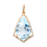 4.61 Ct Pear Mixed Cut Natural Aquamarine 14K Gold Pendant