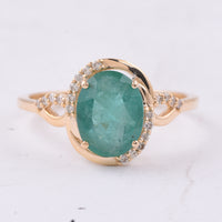 1.82 Ct Oval Natural Emerald 14K Gold Ring