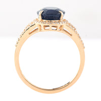 4.01 Ct Oval Mixed Cut Natural Sapphire 14K Gold Ring