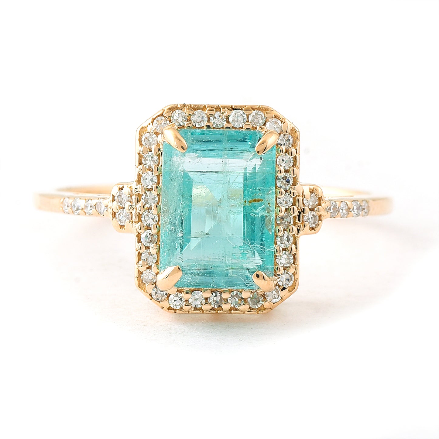 2.00 Ct Octagon Step Cut Natural Emerald 14K Gold Ring