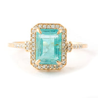 2.00 Ct Octagon Step Cut Natural Emerald 14K Gold Ring