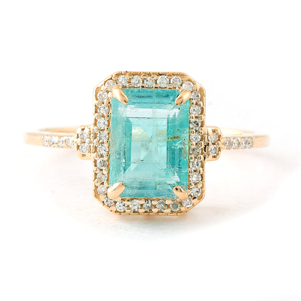 2.00 Ct Octagon Step Cut Natural Emerald 14K Gold Ring