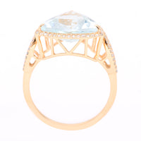 4.46 Ct Triangle Mixed Cut Natural Aquamarine 14K Gold Ring
