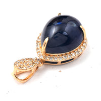 5.97 Ct Pear Cabochon Natural Sapphire 14K Gold Pendant
