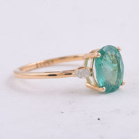 1.70 Ct Oval Natural Emerald 14K Gold Ring