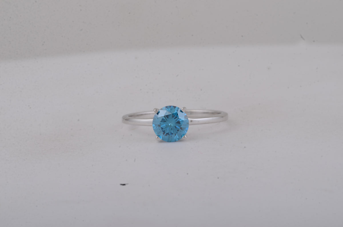 1.12 Carats Blue Lab Grown Diamond 14K Gold Ring
