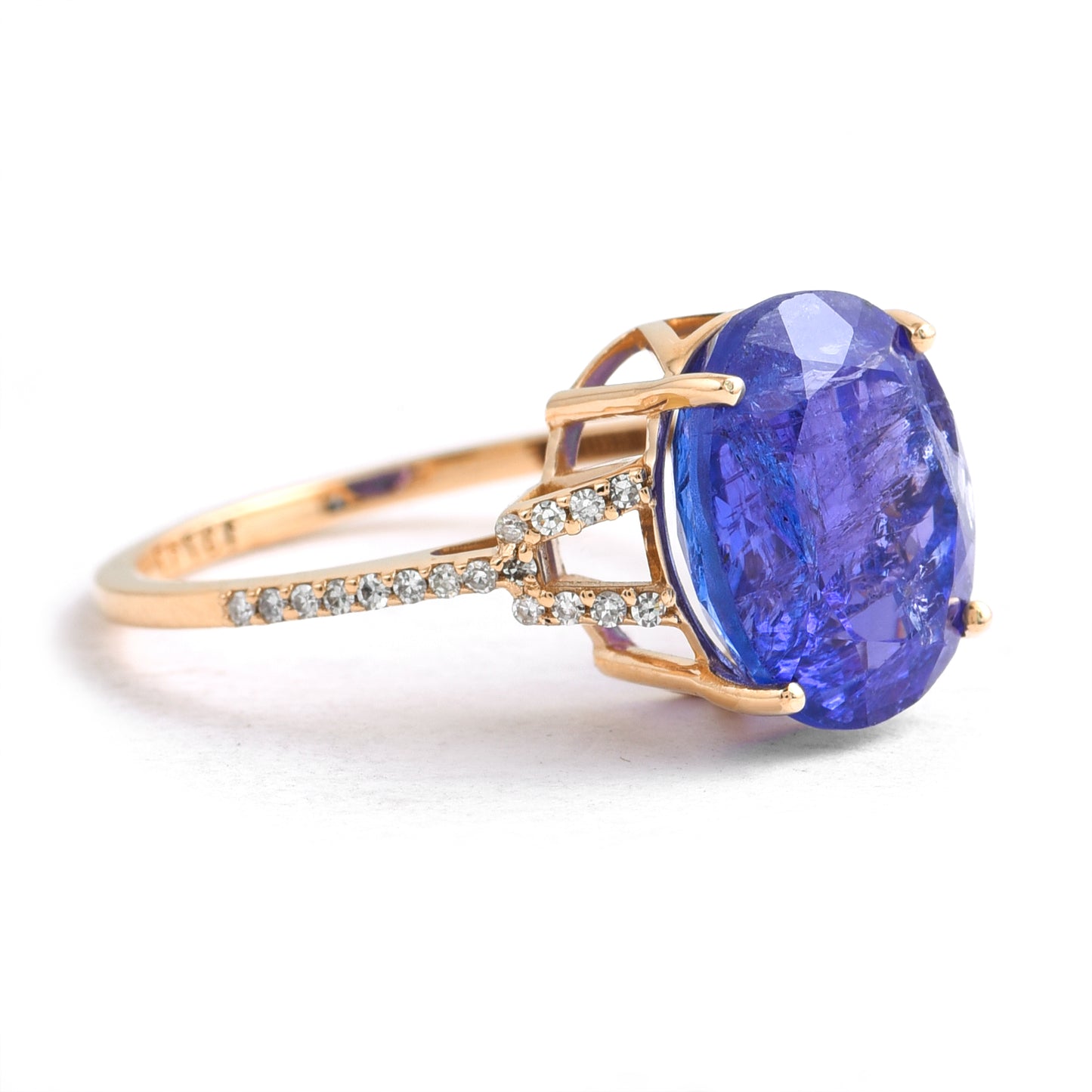 1.83 Ct Oval Mixed Cut Natural Tanzanite 14K Gold Ring