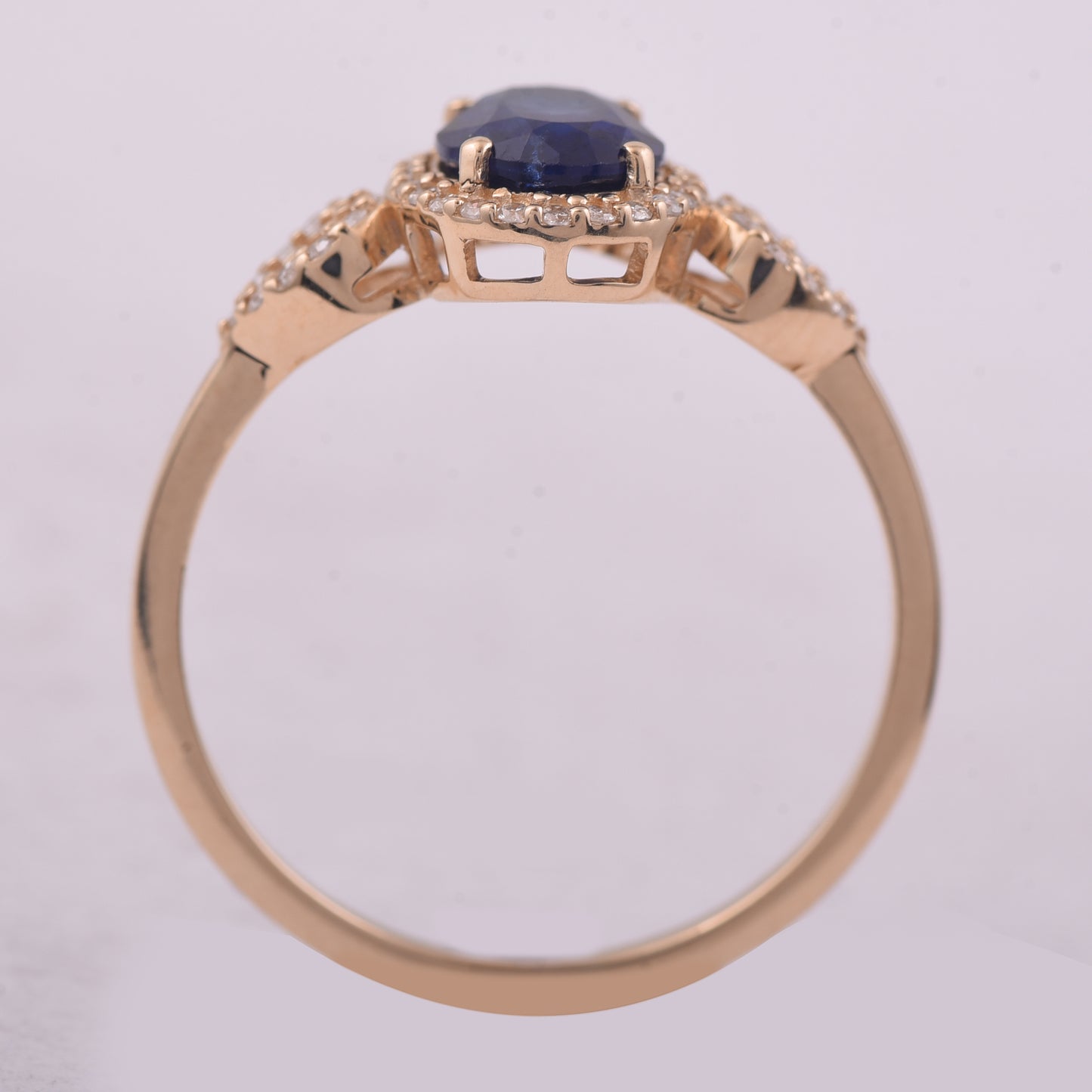 1.42 Ct Oval Mixed Cut Natural Sapphire 14K Gold Ring